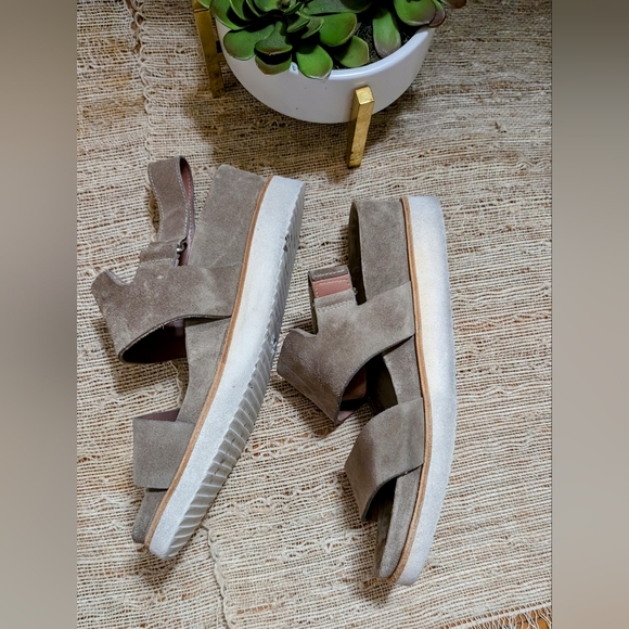 Homers Artisan Suede Platform Wedge Sandals in Tan - Picture 1 of 3